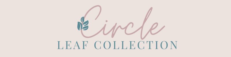 Text logo with the word "Circle" in pink script, a teal leaf graphic, and "LEAF CROCHET COLLECTION" in teal capital letters on a light beige background.