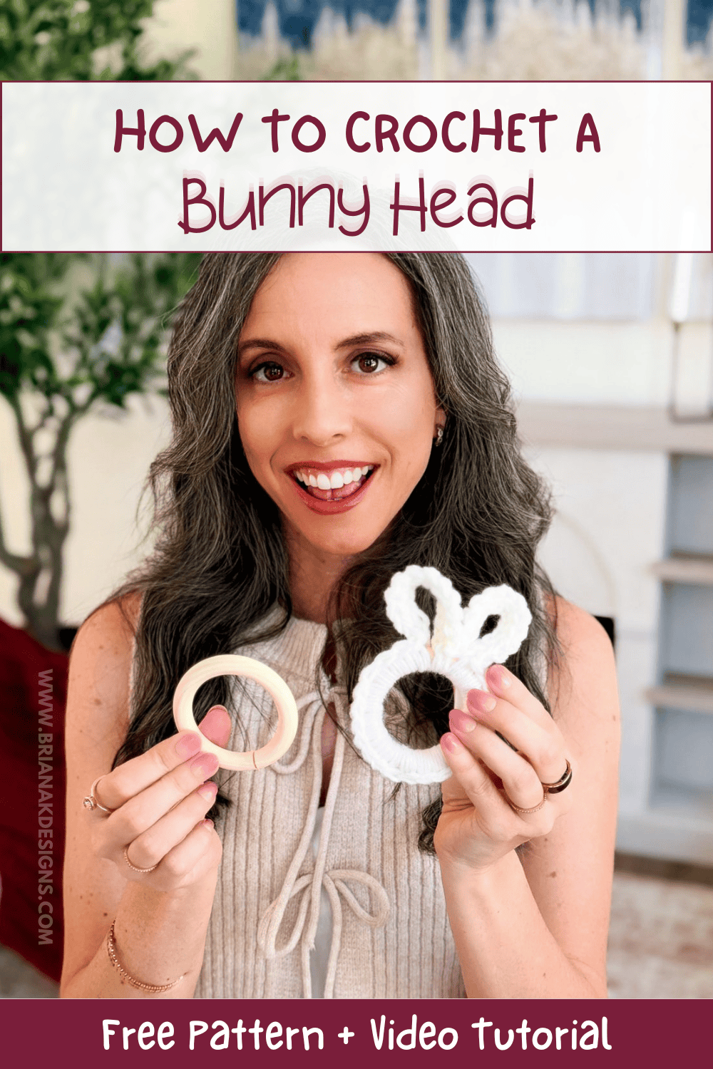 Easy Crochet Bunny Head Pattern for Easter Decor - Briana K Designs