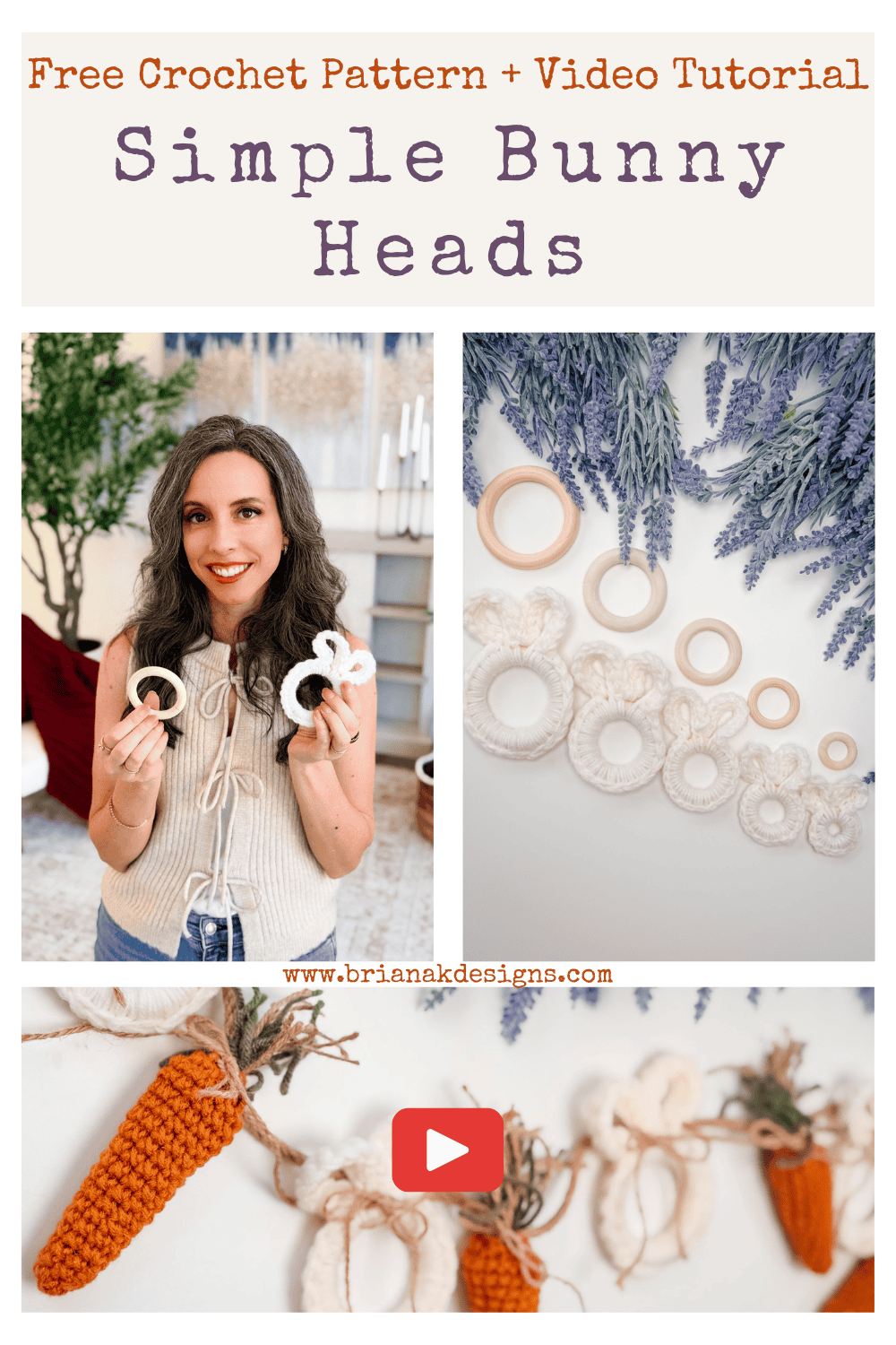 Easy Crochet Bunny Head Pattern for Easter Decor - Briana K Designs