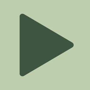 A solid dark green right-pointing triangle, resembling a play button, on a light green background.