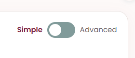 A toggle switch is set to “Simple” with “Advanced” as the other option, both labels are visible.