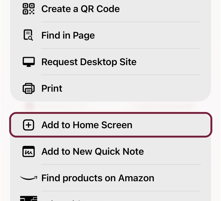 A mobile browser menu displays several options, with “Add to Home Screen” highlighted by a dark outline, making it easy for users to quickly access their favorite crochet game.