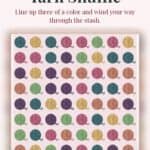 Yarn Shuffle game interface featuring an eight-by-eight grid of colorful yarn balls.