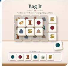 Bag It crochet game tile with stacked crochet supply tiles
