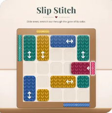 Slip Stitch crochet sliding puzzle game tile with swatches