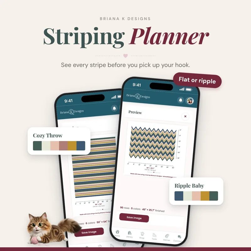 Stripe Planner crochet tool from the Briana K Stitch app