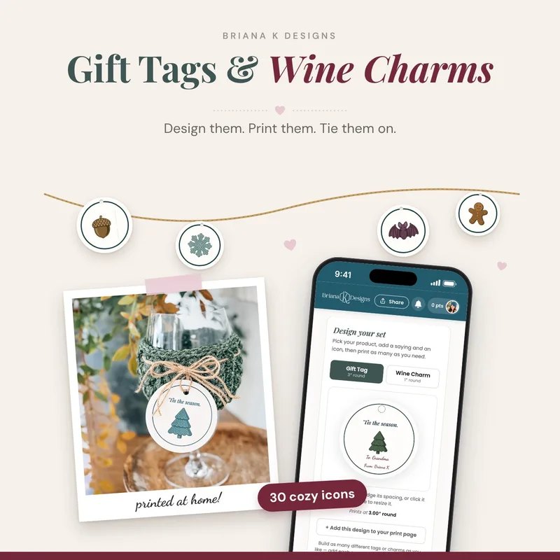 Gift Tags crochet tool from the Briana K Stitch app