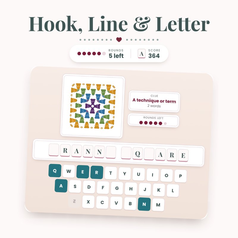 Hook, Line & Letter free crochet game from the Briana K Stitch app