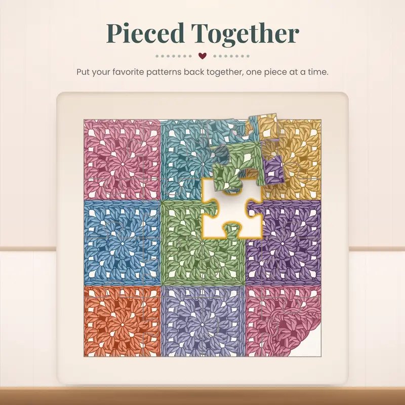 Pieced Together free crochet game from the Briana K Stitch app