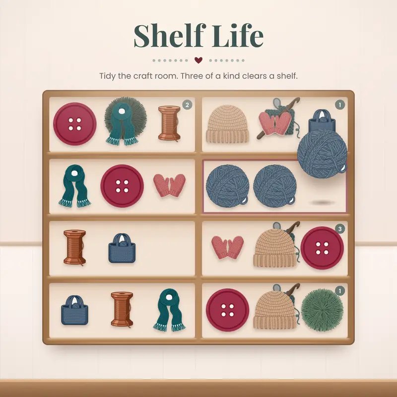 Shelf Life free crochet game from the Briana K Stitch app