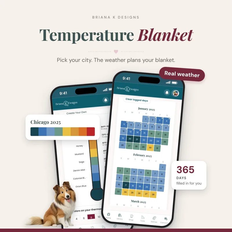 Temp Blanket crochet tool from the Briana K Stitch app