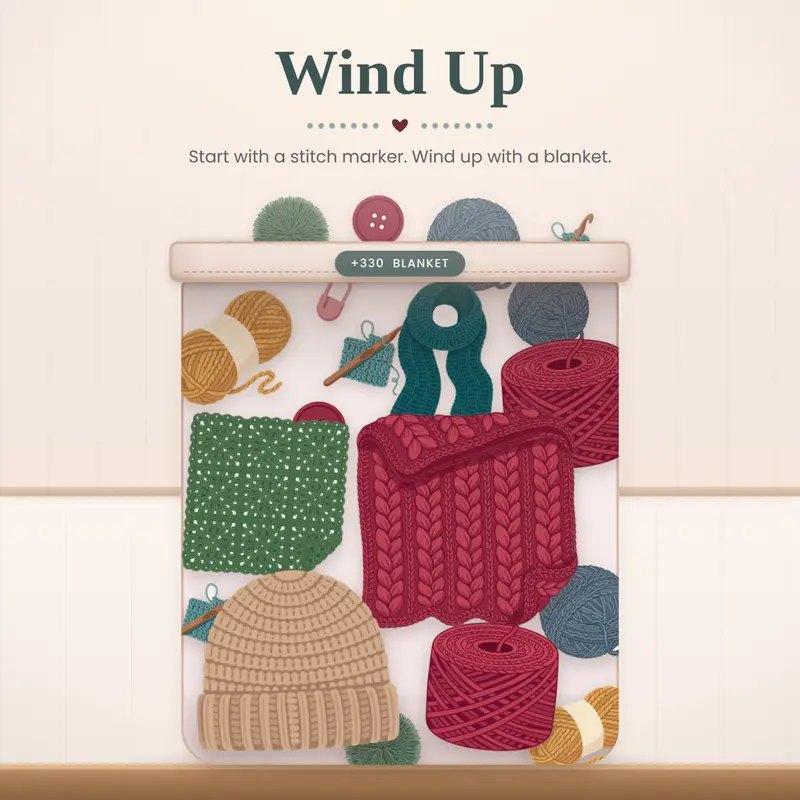 Wind Up free crochet game from the Briana K Stitch app