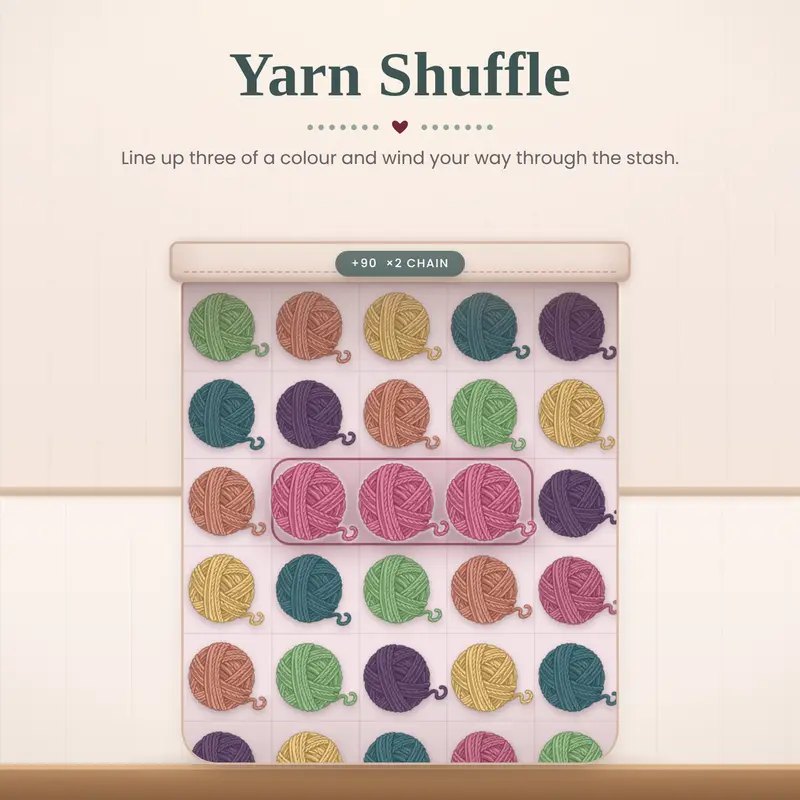 Yarn Shuffle free crochet game from the Briana K Stitch app