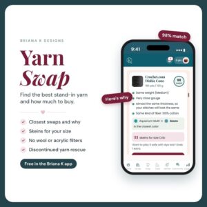 Yarn Swap crochet tool from the Briana K Stitch app